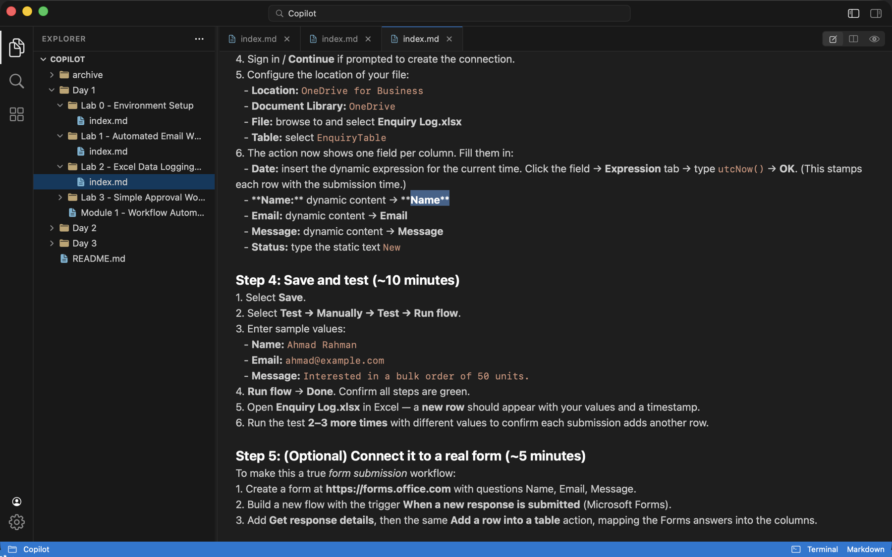 ClipNest desktop workspace with a Markdown file tree, editor, preview, and terminal